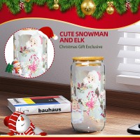 Christmas reindeer snowman glass cup